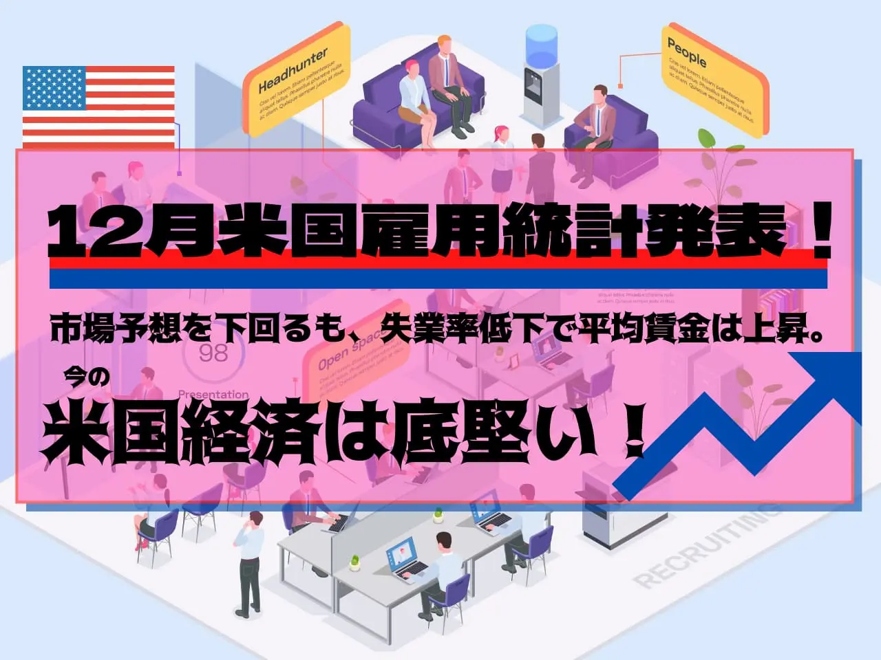12月米国雇用統計】雇用者数は19万9千人増にとどまるも雇用環境は良好。今後は利上げ時期に焦点。